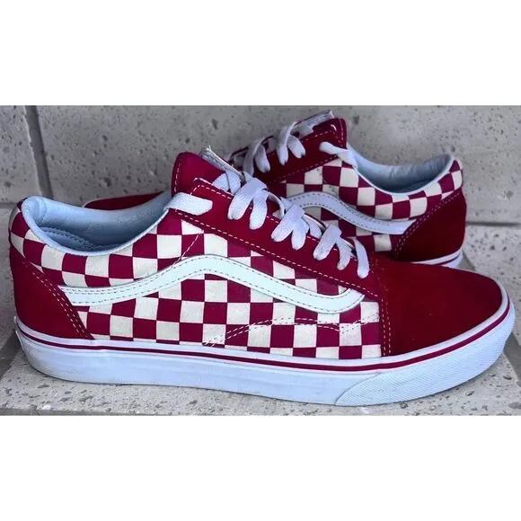 Vans Unisex Old Skool (Primary Check) Red Skate Shoe Men’s Sz 9.5/Women’s Sz 11