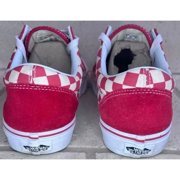 Vans Unisex Old Skool (Primary Check) Red Skate Shoe Men’s Sz 9.5/Women’s Sz 11