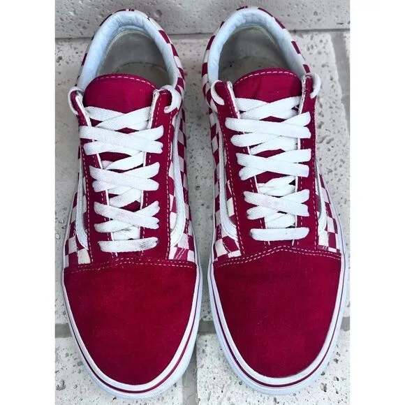 Vans Unisex Old Skool (Primary Check) Red Skate Shoe Men’s Sz 9.5/Women’s Sz 11