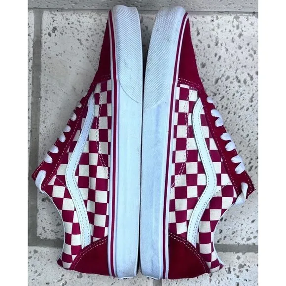 Vans Unisex Old Skool (Primary Check) Red Skate Shoe Men’s Sz 9.5/Women’s Sz 11