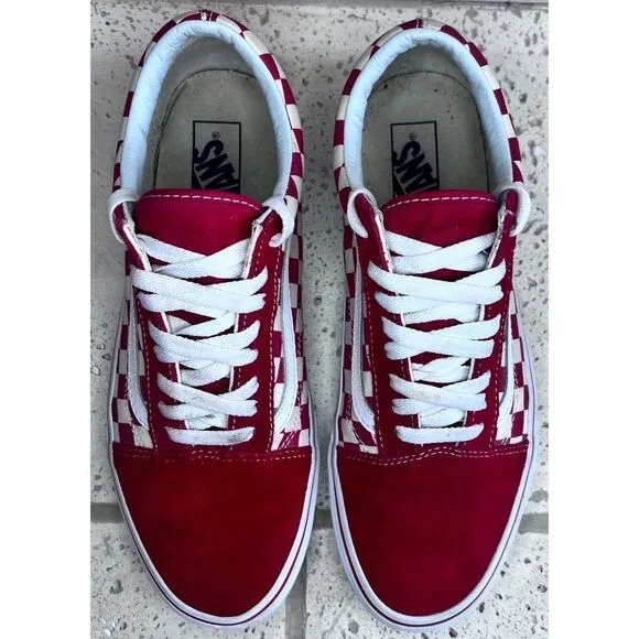 Vans Unisex Old Skool (Primary Check) Red Skate Shoe Men’s Sz 9.5/Women’s Sz 11