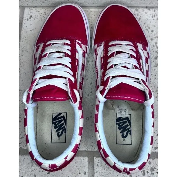 Vans Unisex Old Skool (Primary Check) Red Skate Shoe Men’s Sz 9.5/Women’s Sz 11
