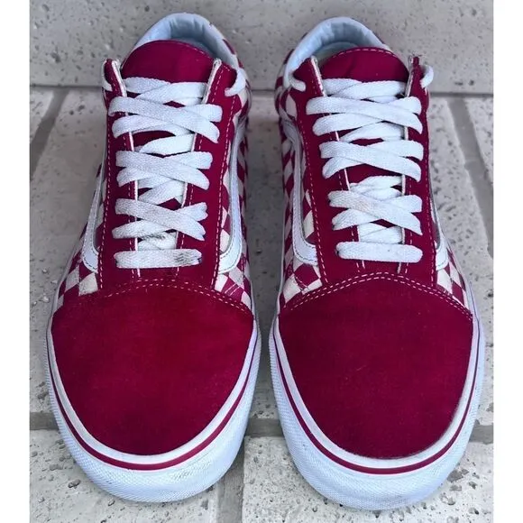 Vans Unisex Old Skool (Primary Check) Red Skate Shoe Men’s Sz 9.5/Women’s Sz 11