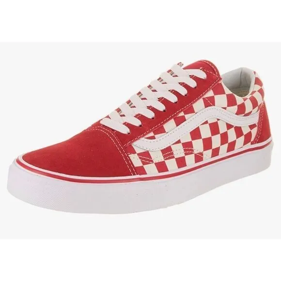 Vans Unisex Old Skool (Primary Check) Red Skate Shoe Men’s Sz 9.5/Women’s Sz 11