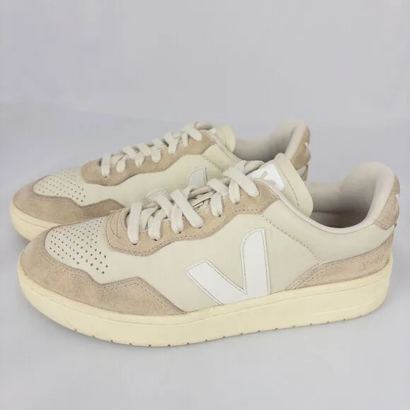 Veja V-90 Sneakers Womens 7 Leather Low Top Lace Up Beige White