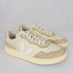 Veja V-90 Sneakers Womens 7 Leather Low Top Lace Up Beige White