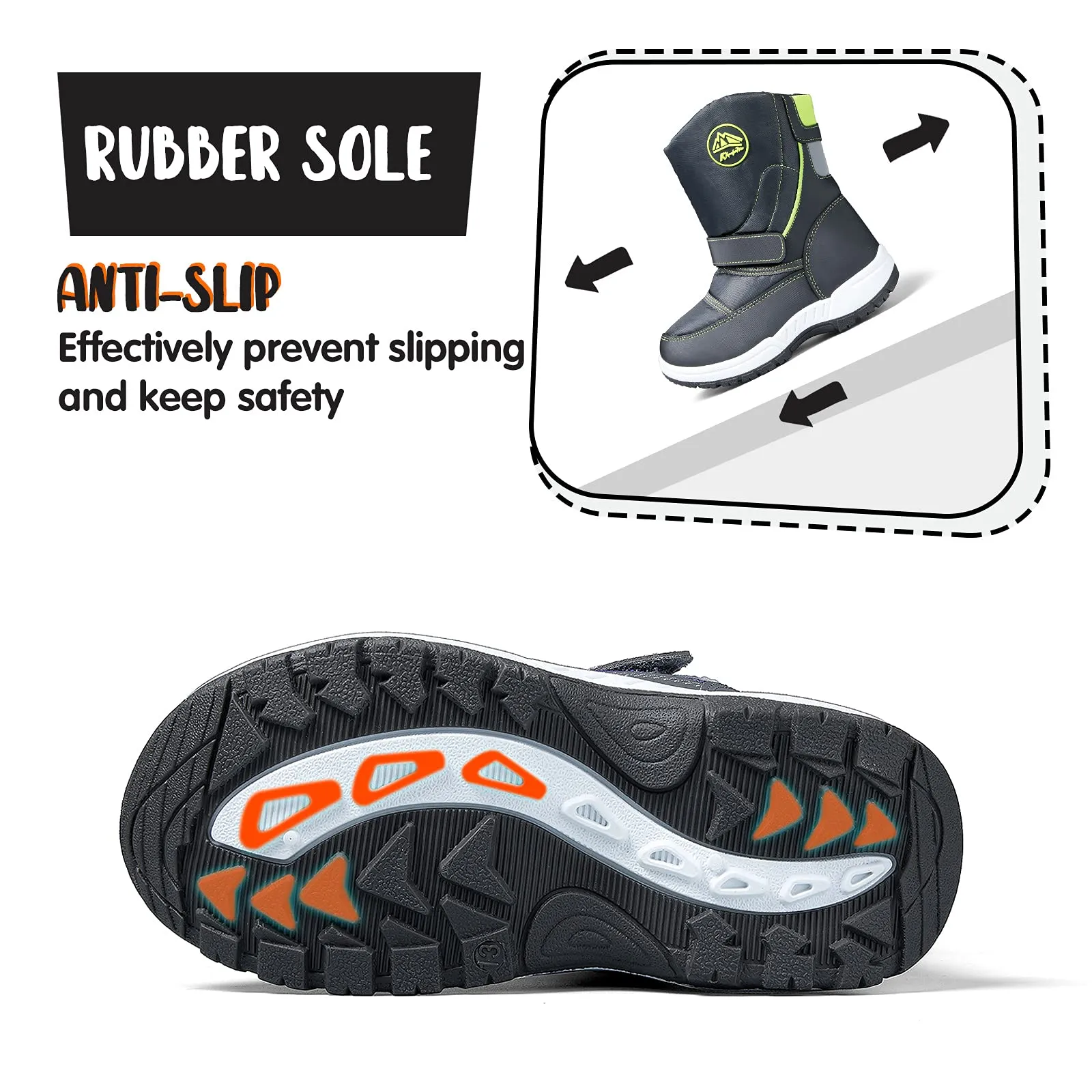 Velcro Side Zipper Outdoor Waterproof Snow Boots