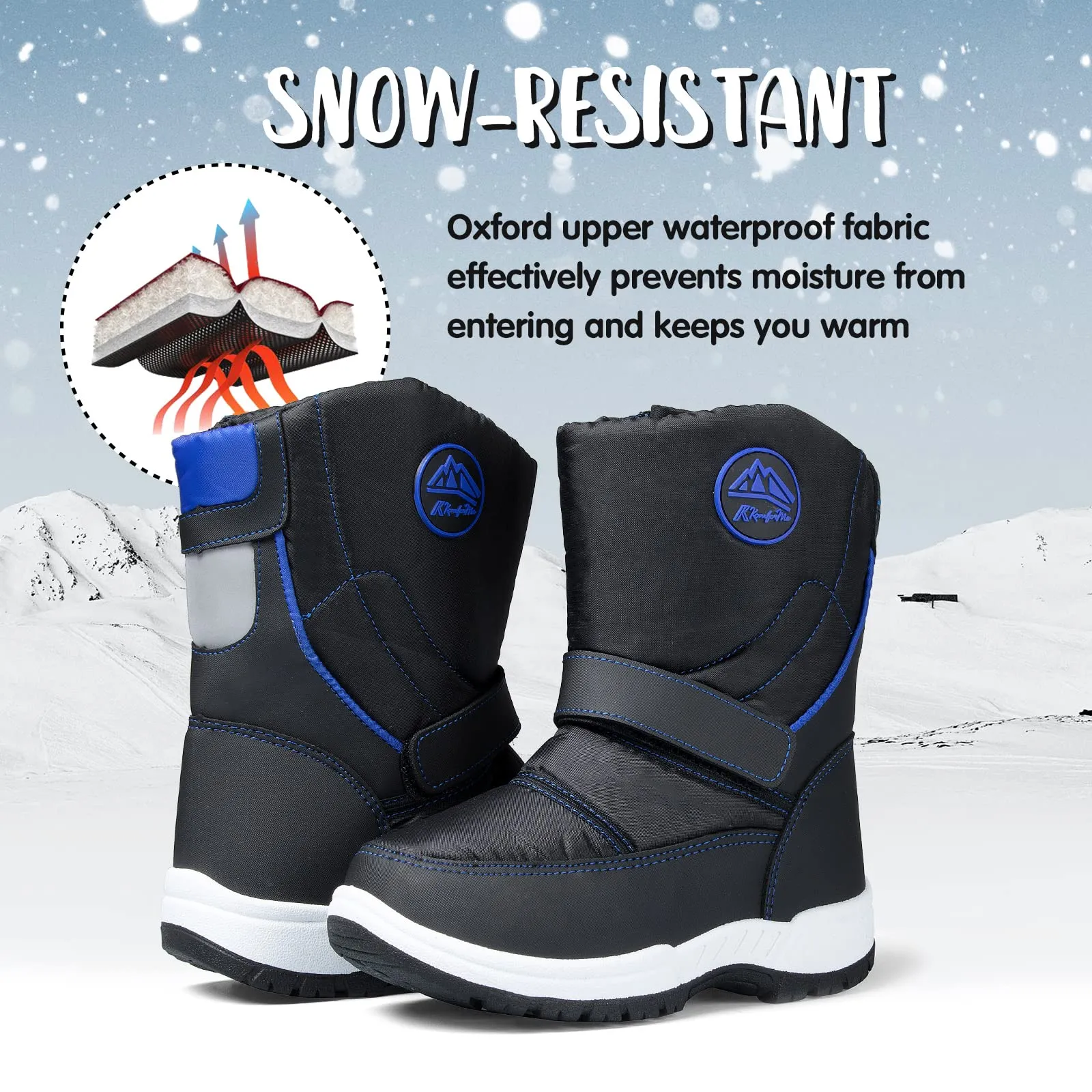 Velcro Side Zipper Outdoor Waterproof Snow Boots