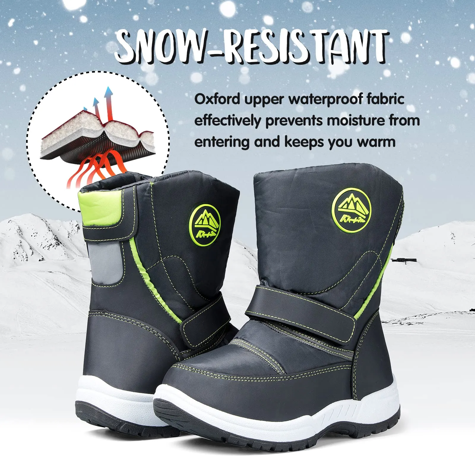 Velcro Side Zipper Outdoor Waterproof Snow Boots