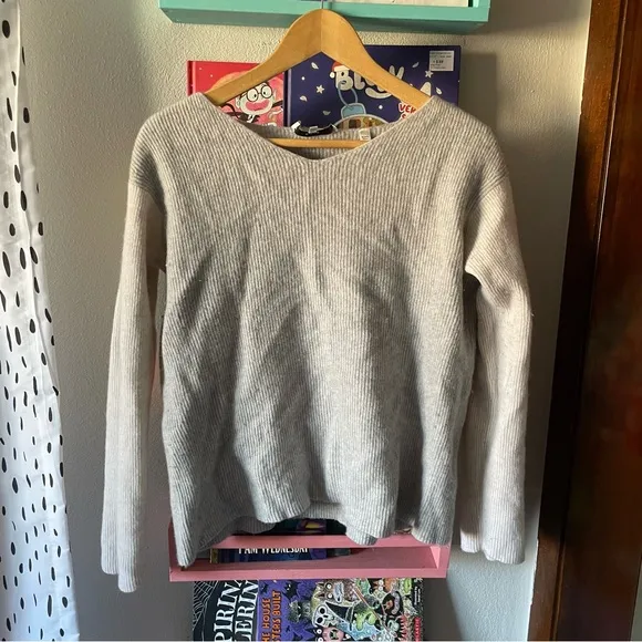 Vince colorblock arm ribbed wool sweater