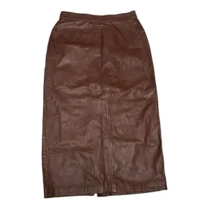 Vintage Greg Adams 9/10 leather high rise waist midi pencil skirt Retro Classic