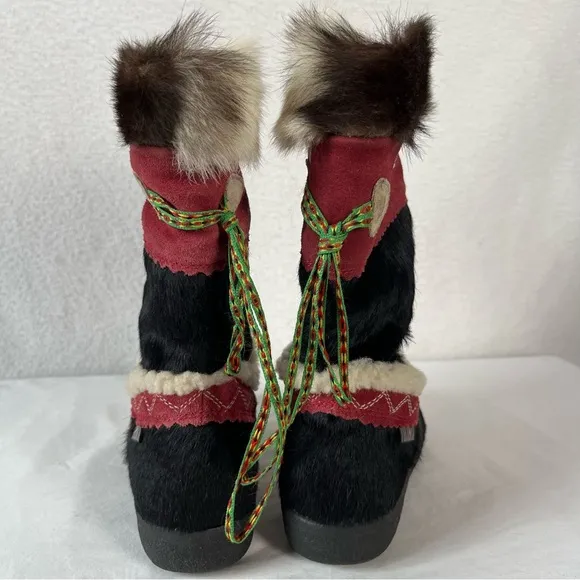 Vintage pony hair unique rare Tecnica Italian winter snow boots 36 edelweiss
