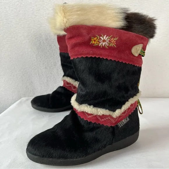 Vintage pony hair unique rare Tecnica Italian winter snow boots 36 edelweiss
