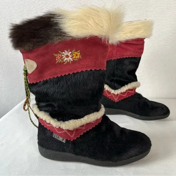 Vintage pony hair unique rare Tecnica Italian winter snow boots 36 edelweiss