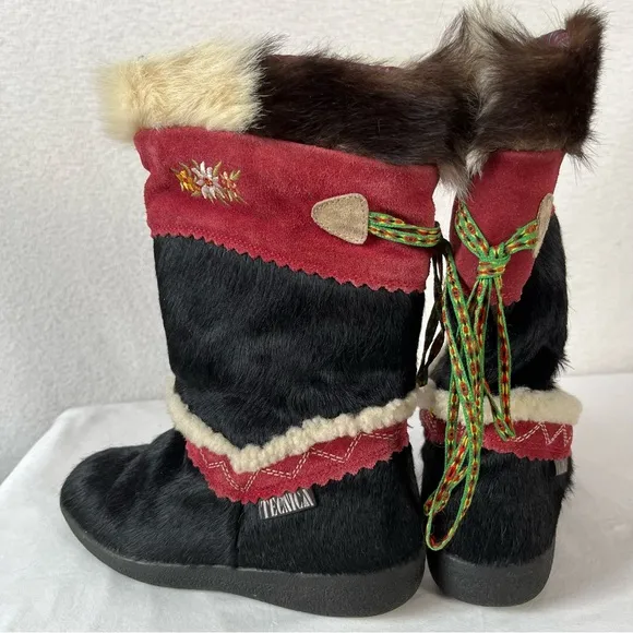 Vintage pony hair unique rare Tecnica Italian winter snow boots 36 edelweiss