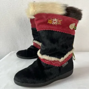 Vintage pony hair unique rare Tecnica Italian winter snow boots 36 edelweiss