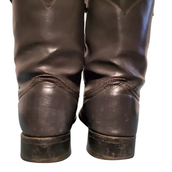Vintage Roy Cooper Gray Leather Cowboy Western Roper Boots Men's Size 10D, USA