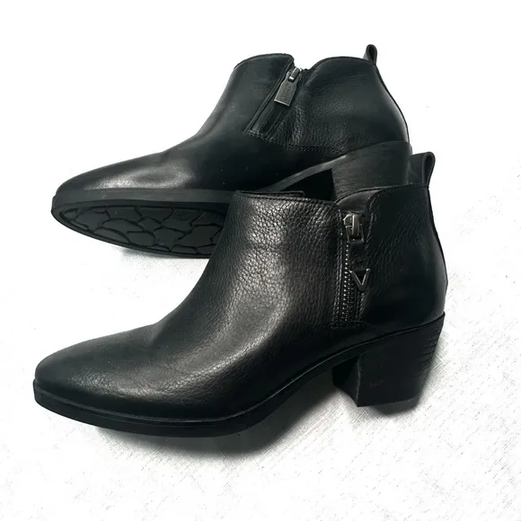 VIONIC Cecily Bootie Black Ankle Boot Orthotic Comfort  Heeled Leather Sz 6.5