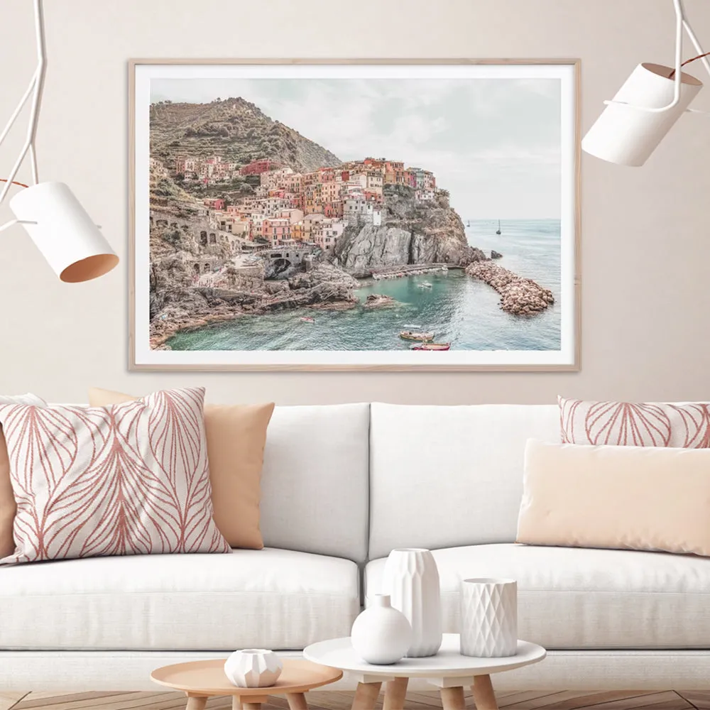 Wall Art 70cmx100cm Italy Cinque Terre Wood Frame Canvas