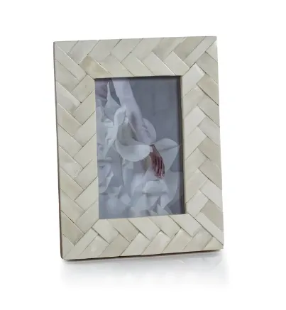 White Bone Braided Photo Frame 4x6