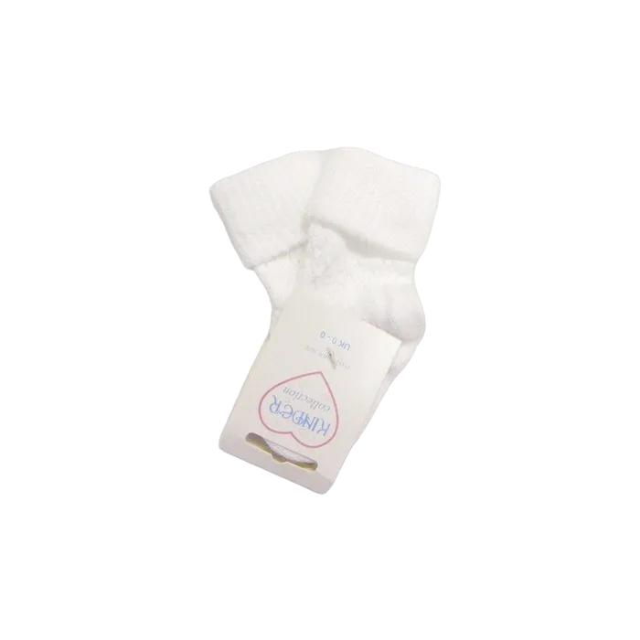 White Pelerine Turn Top Ankle Socks