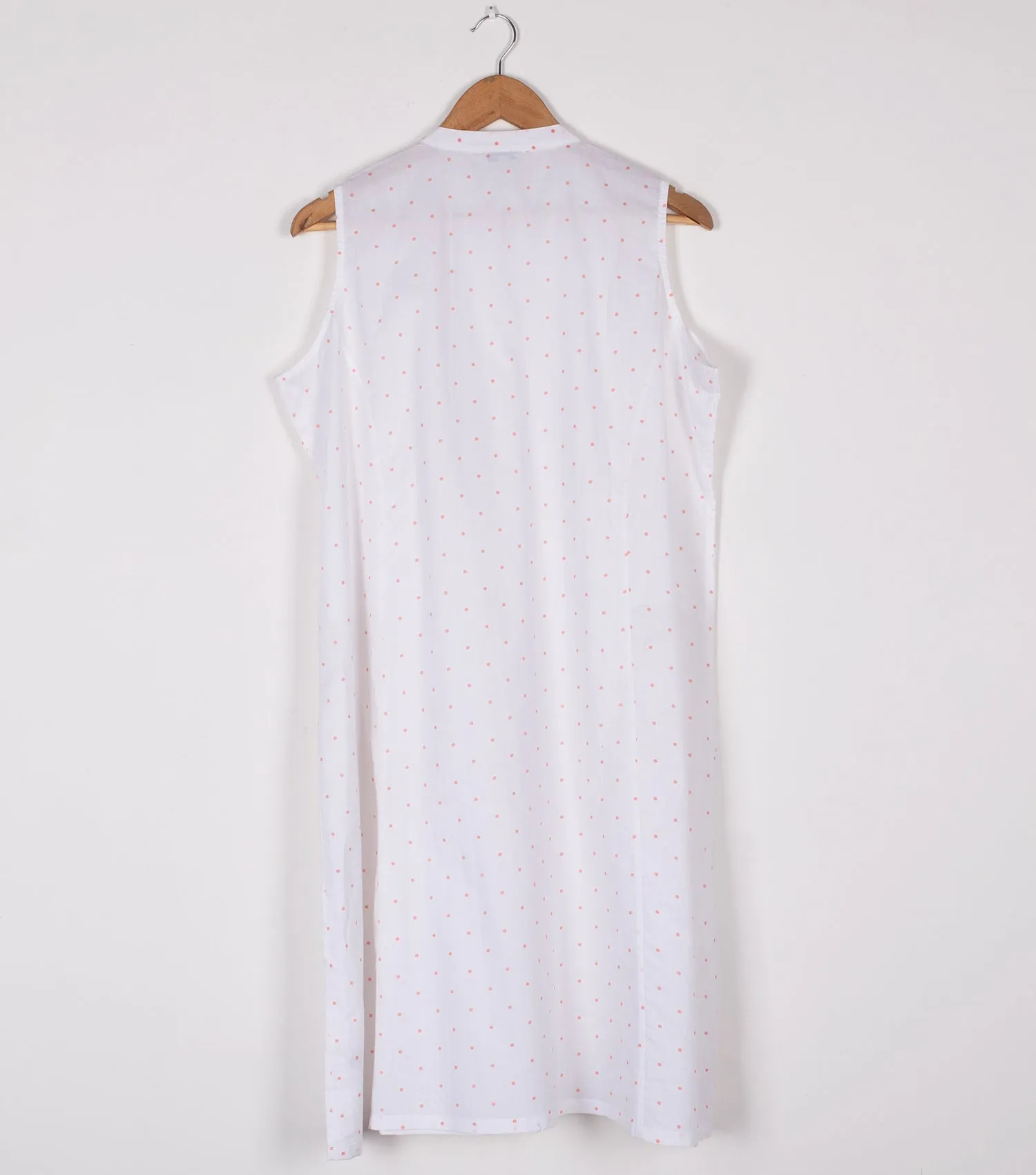 white polka dot printed cotton shirt dress