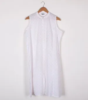 white polka dot printed cotton shirt dress