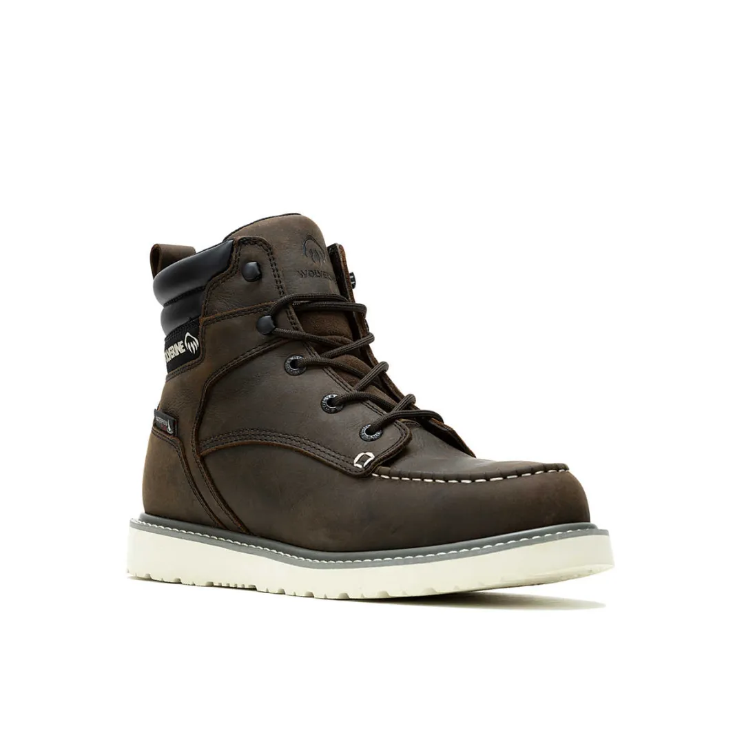 WOLVERINE W230041-EW TRADE WEDGE 6'' MOC TOE WP MN'S (Extra Wide) Dark Brown Leather Work Boots