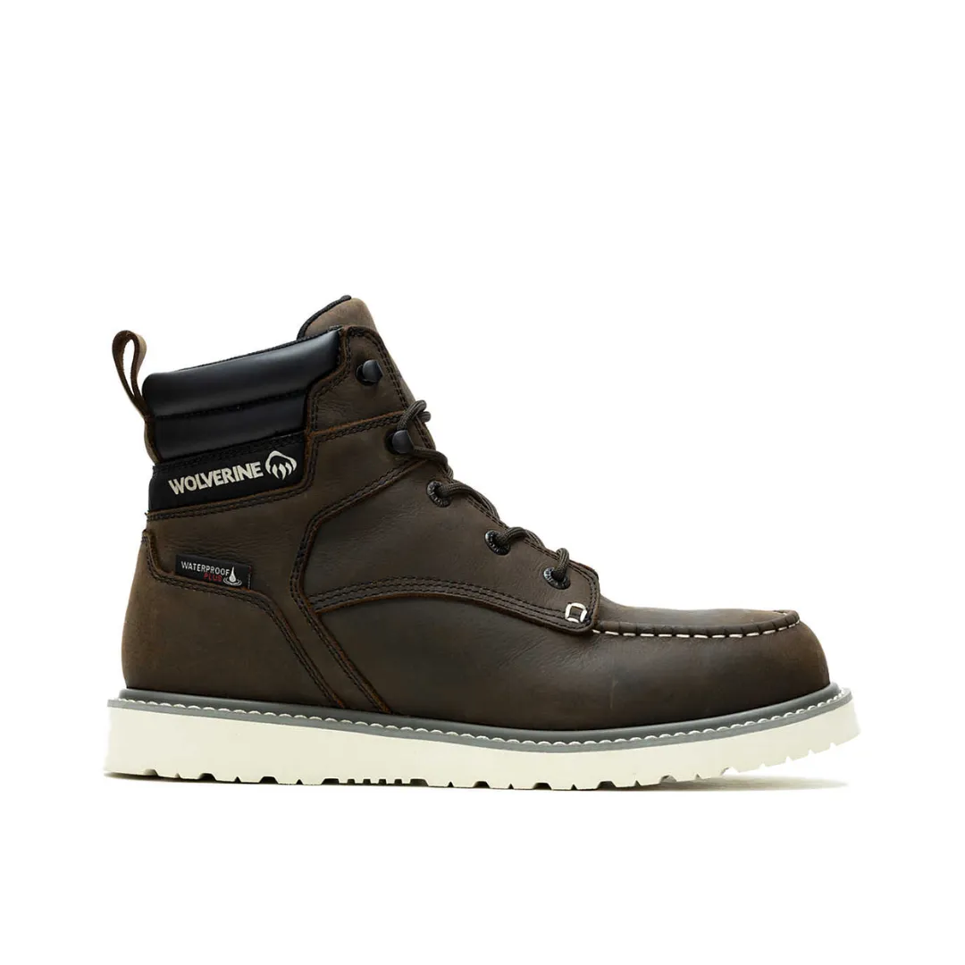 WOLVERINE W230041-EW TRADE WEDGE 6'' MOC TOE WP MN'S (Extra Wide) Dark Brown Leather Work Boots