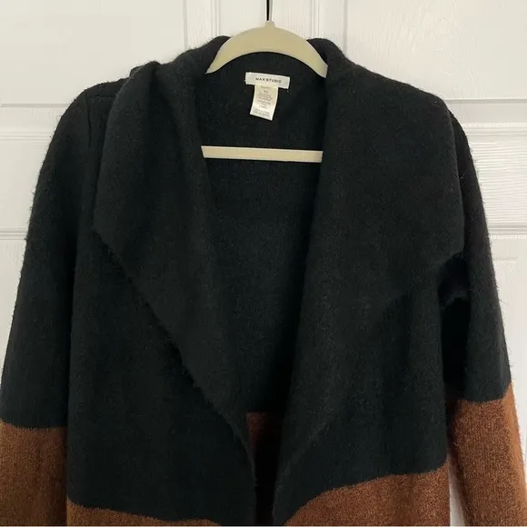 Women's Max Studio Black, Beige, and Brown Colorblock Sweater Cardigan Size XS
