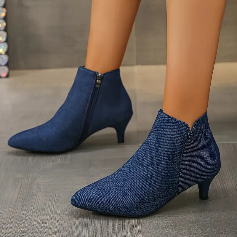 Women's Pointed Toe Ankle Boots – Kitten Heel & Comfortable Fit