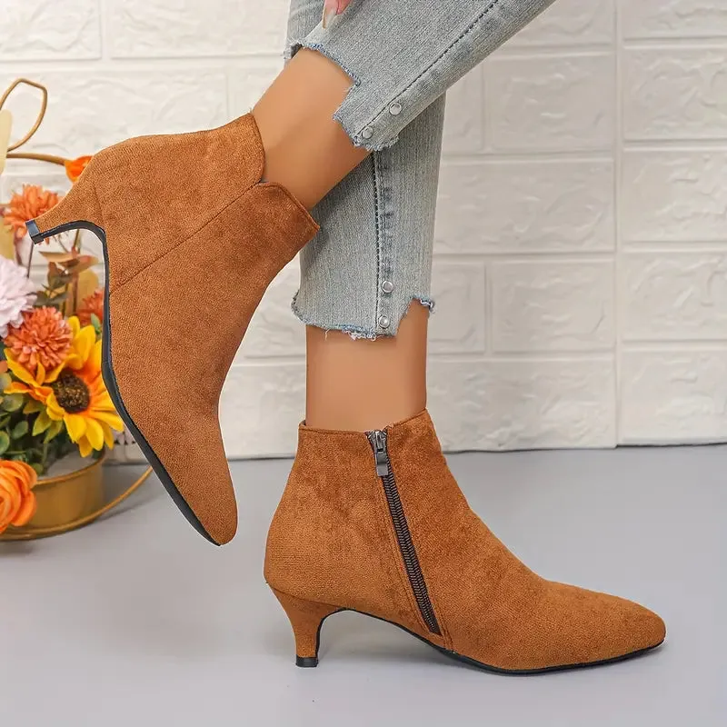 Women's Pointed Toe Ankle Boots – Kitten Heel & Comfortable Fit
