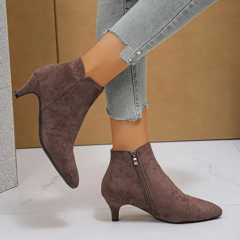 Women's Pointed Toe Ankle Boots – Kitten Heel & Comfortable Fit