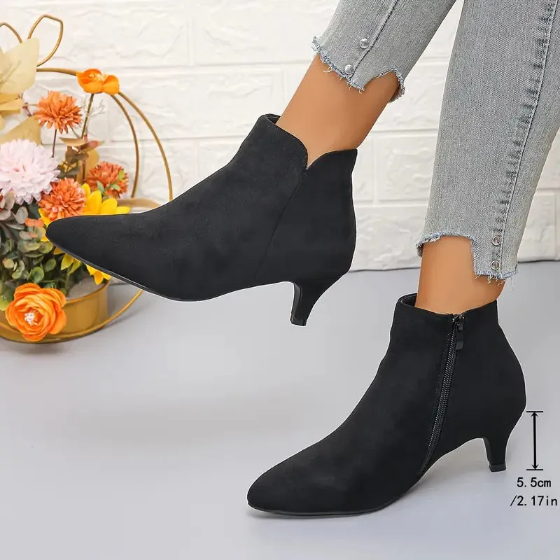 Women's Pointed Toe Ankle Boots – Kitten Heel & Comfortable Fit