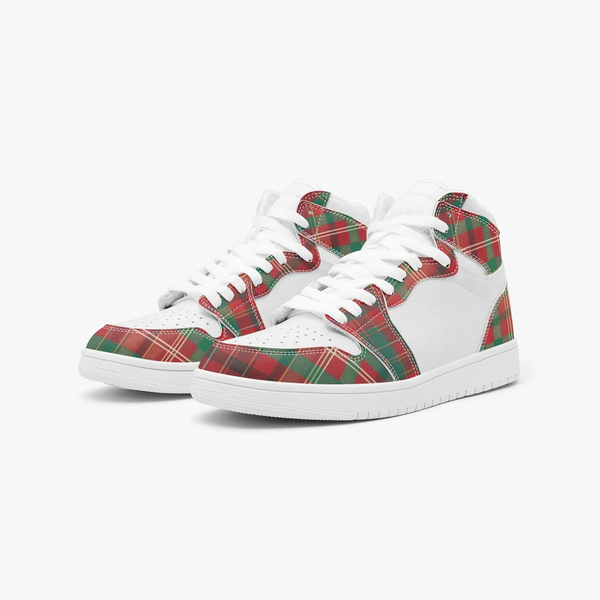X-mass Plaid -  High-Top Leather Sneakers