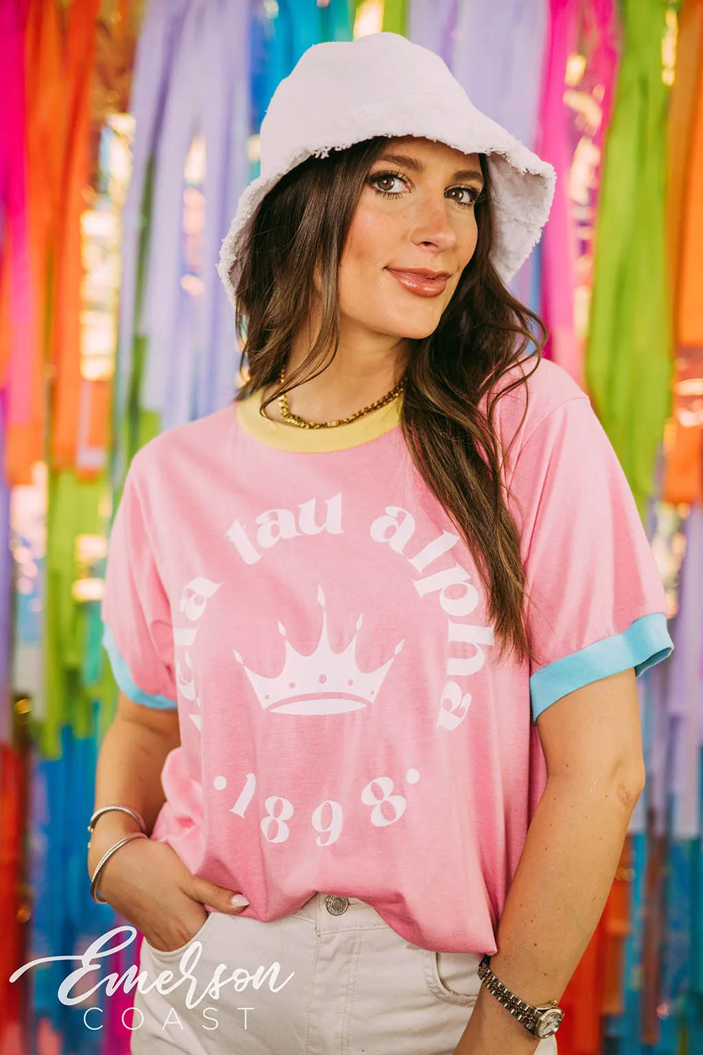 Zeta Tau Alpha Crown Colorblock Ringer