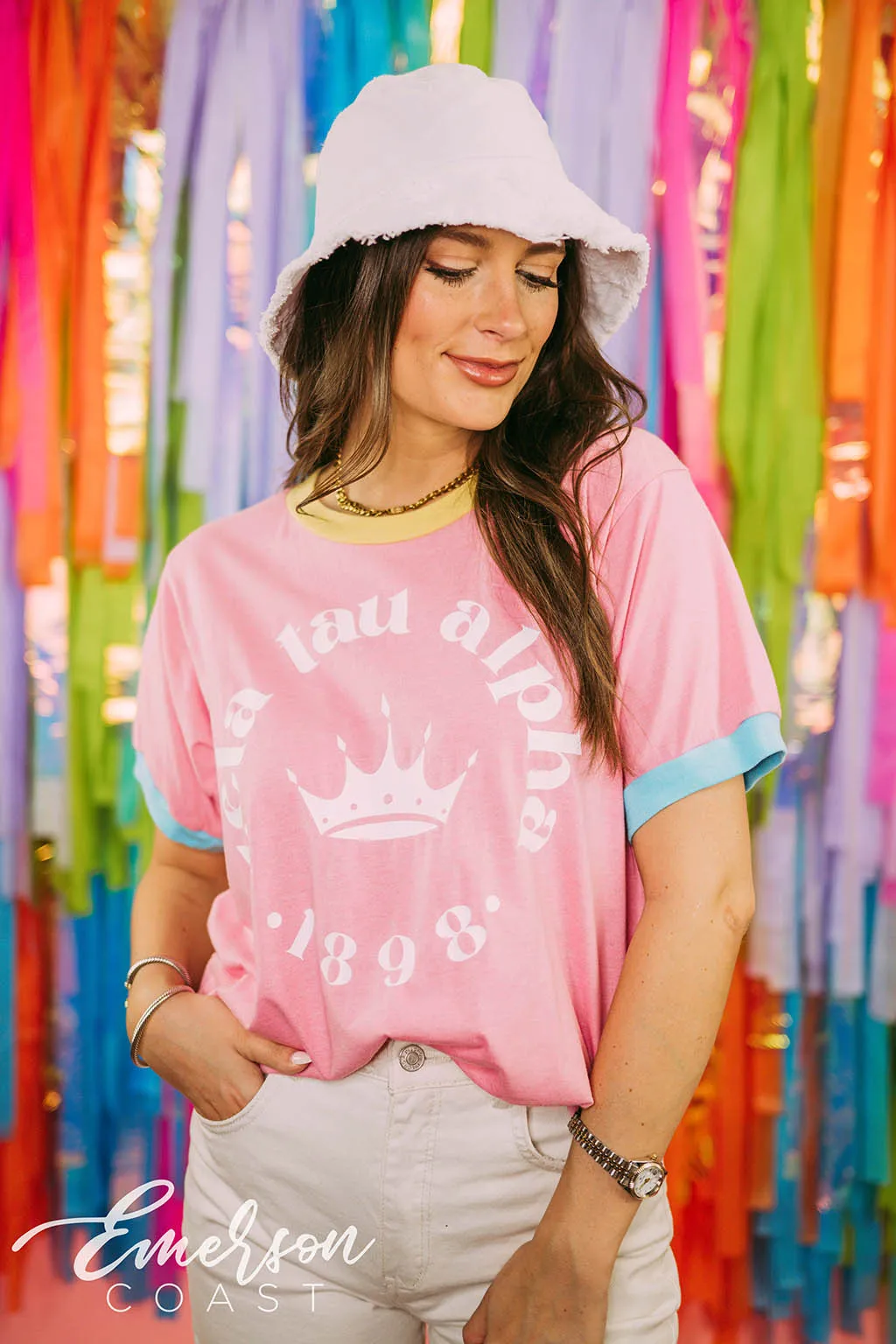 Zeta Tau Alpha Crown Colorblock Ringer