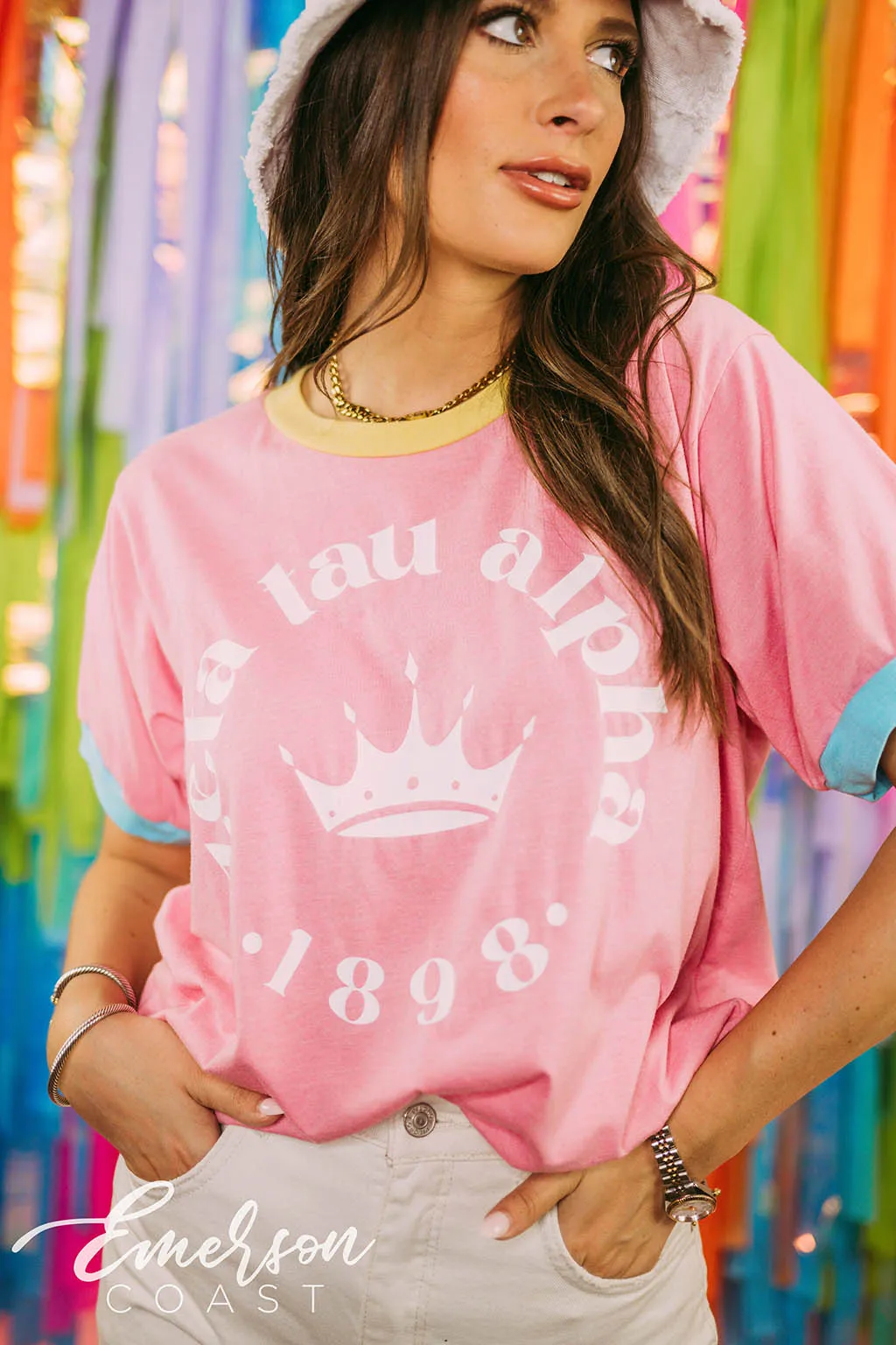 Zeta Tau Alpha Crown Colorblock Ringer